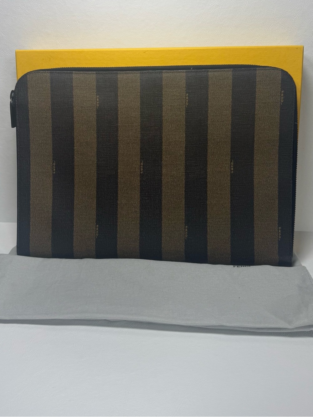 Fendi Pequin Coated Canvas Laptop Case